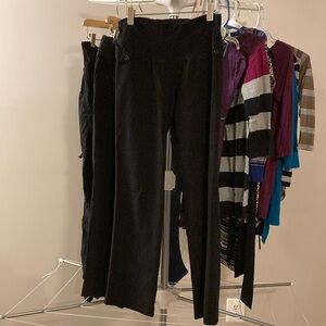 Petite XS motherhood maternity black wide-leg dress pants